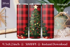 Christmas Tumbler Wrap, Buffalo Plaid Tumbler Wrap Design Product Image 1