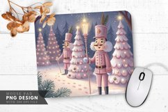 Pastel Pink Nutcrackers and Snowy Trees Mouse Pad PNG Product Image 1