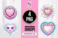 Cute Kawaii Candy Heart Clipart Sublimation PNG Product Image 1