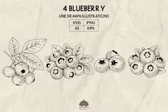 Blueberry line art set Svg Png Eps Product Image 1