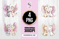 Winged Unicorn Dragon Love Clipart Sublimation PNG Product Image 1