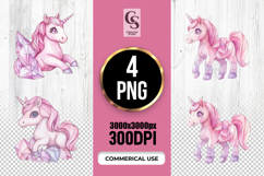 Pink Crystal Unicorn Watercolor Clipart Sublimation PNG Product Image 1