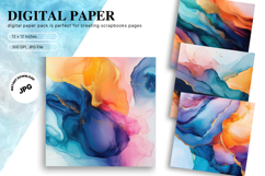Rainbow Watercolor Alcohol Ink Background Digital Paper Product Image 1