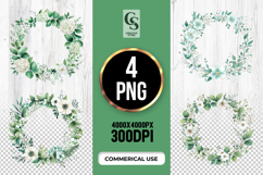 Green Floral Wreath Clipart Sublimation PNG Product Image 1