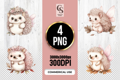 Cute Fairy Hedgehog Watercolor Clipart Sublimation PNG Product Image 1