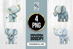 Cute Watercolor Baby Elephant Clipart Sublimation PNG Product Image 1
