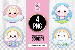 Kawaii Cloud Clipart Sublimation PNG Product Image 1