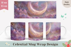 Moon Mug Wrap, Glitter Mug Template, Celestial Mug PNG Product Image 1