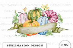 Watercolor Autumn Pumpkins png Product Image 1
