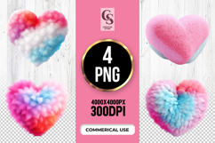 Soft Furry Heart Shape Clipart Sublimation PNG Product Image 1