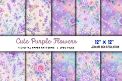 Cute Purple Flowers Pattern JPG Product Image 1