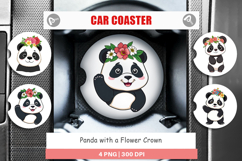 Car Coaster Floral Panda Product Image 1