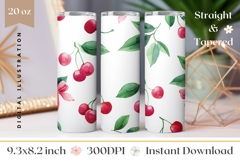 Cherry Tumbler Wrap, Berries Tumbler, Cherry Sublimation Product Image 1