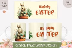 Cartoon Easter Bunny Mug Template, Happy Easter Mug Design Product Image 1