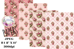 Shabby Chic, Papers, Flowers, Baskets, Junk Journal, Pinks Product Image 1