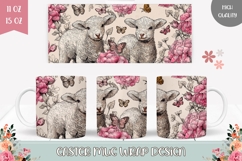Floral Easter Lamb Mug Design, Easter Mug Sublimation Product Image 1