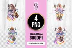 Zebra With Glasses Clipart Sublimation PNG Product Image 1