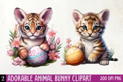 Adorable Animal Bunny Clipart, Watercolor Clipart Product Image 1