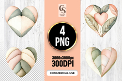 Pastel Patchwork Heart Watercolor Clipart Sublimation PNG Product Image 1