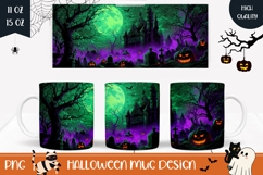 Spooky Halloween Mug, Neon Halloween Castle Mug Template Product Image 1