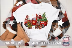 Christmas Gingerbread man PNG Sublimation Red Truck Retro Product Image 2