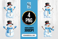 Snowman Blue Scarf Clipart Sublimation PNG Product Image 1