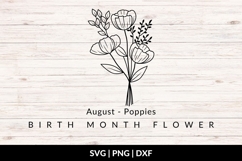 August Birth Flower Bouquet SVG - Poppies Product Image 1