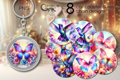Butterfly &amp; hummingbird | car coaster &amp; key chain design Product Image 1