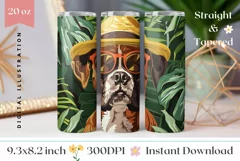 Tropical Tumbler Wrap Design, Boxer Dog Tumbler Template Product Image 1
