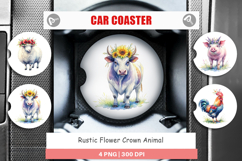 Rustic Flower Crown Animal Car Coaster Product Image 1