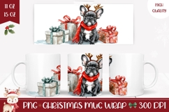 Watercolor Christmas Dog Mug, Christmas Presents Mug Wrap Product Image 1