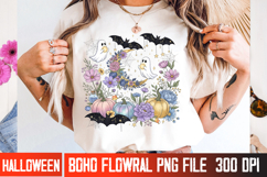 Elegant Halloween Floral Vector | Spooky Fall T-Shirt Design Product Image 2