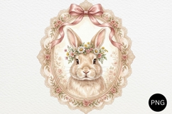 Vintage Easter Bunny in Lace Frame Coquette PNG Product Image 1