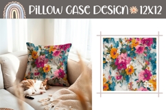 White Pillow Design, Vintage Flowers Pillow Case Sublimation Product Image 1