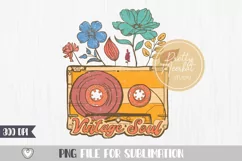 Vintage soul png, Cassette tape with wildflowers png, Retro Product Image 1