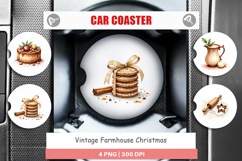 Vintage Farmhouse Christmas Car Coaster Product Image 1