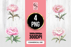 Pink Peony Flower Clipart Sublimation PNG Product Image 1