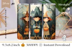Kids Halloween Tumbler Wrap, Fall Tumbler Design Product Image 1
