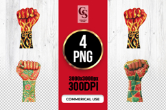 Fiery Pattern Raised Fist Clipart Sublimation PNG Product Image 1