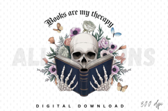 Books Are My Therapy Sublimation PNG, Book Lover PNG Product Image 1