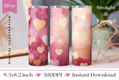 Glitter Hearts Tumbler Wrap, Valentine&#039;s Day Tumbler Design Product Image 1