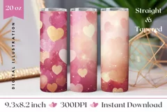 Glitter Hearts Tumbler Wrap, Valentine's Day Tumbler Design Product Image 1