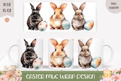Easter Bunny Mug Design, Easter Eggs Mug Sublimation Product Image 1