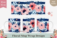 Watercolor Flowers Mug Sublimation, Floral Coffee Mug Design Product Image 1