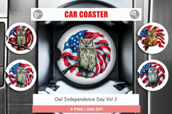 Car Coaster Owl 4th of July Product Image 1