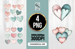 Pastel Heart Watercolor Clipart Sublimation PNG Product Image 1