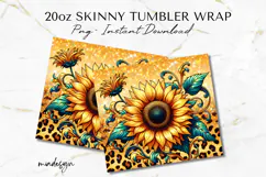 Sunflower Tumbler Wrap PNG for Sublimation, 20oz Skinny Wrap Product Image 2