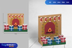 Fireplace Pop Up with Gift Boxes and Hanging Socks Papercut Product Image 1