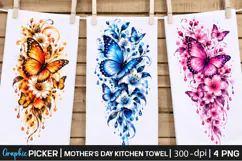 Butterfly Mom Kitchen Towel PNG, Mothers Day Sublimation Product Image 2