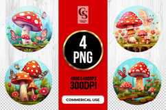 Red Mushroom Forest Clipart Sublimation PNG Product Image 1